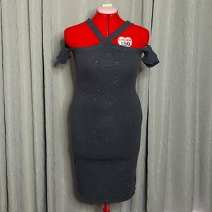 *2 for 20* Grey cold shoulder body con dress will Holo glitter